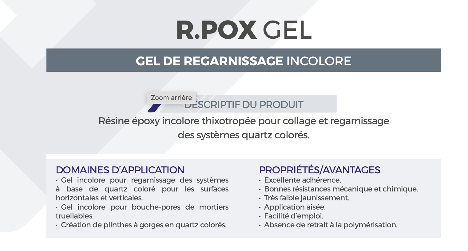RPOX GEL - gel de garnissage incolore