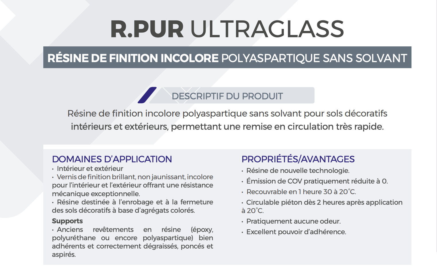 RPUR Ultraglass - résine de finition incolore polyaspartique sans solvant